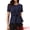 Dark Blue, variant on DARING DIVA Women's Peplum Summer Pleated Crew Neck Blouse XS Dark Blue