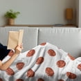 thumbnail image 3 of Basketball Soft Flannel Fleece Throw Blanket, Cartoon Classical Balls Competition Scoring Professional Tournament, Cozy Plush for Indoor and Outdoor Use, 50" x 70", Cinnamon Black White, by Ambesonne, 3 of 5