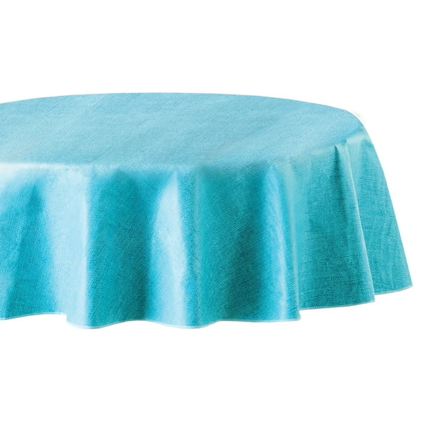 Mainstays Linen Print Vinyl Tablecloth, Teal, 70" Round ...