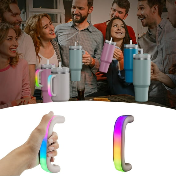 6 Colors LED Light Up Tumbler Handle For 40oz/30oz Comfortable Water Bottle Handle For Tumbler Compatible With 40oz Cup Accessories Use For Outdoor Glass&Bottle Red 13cm