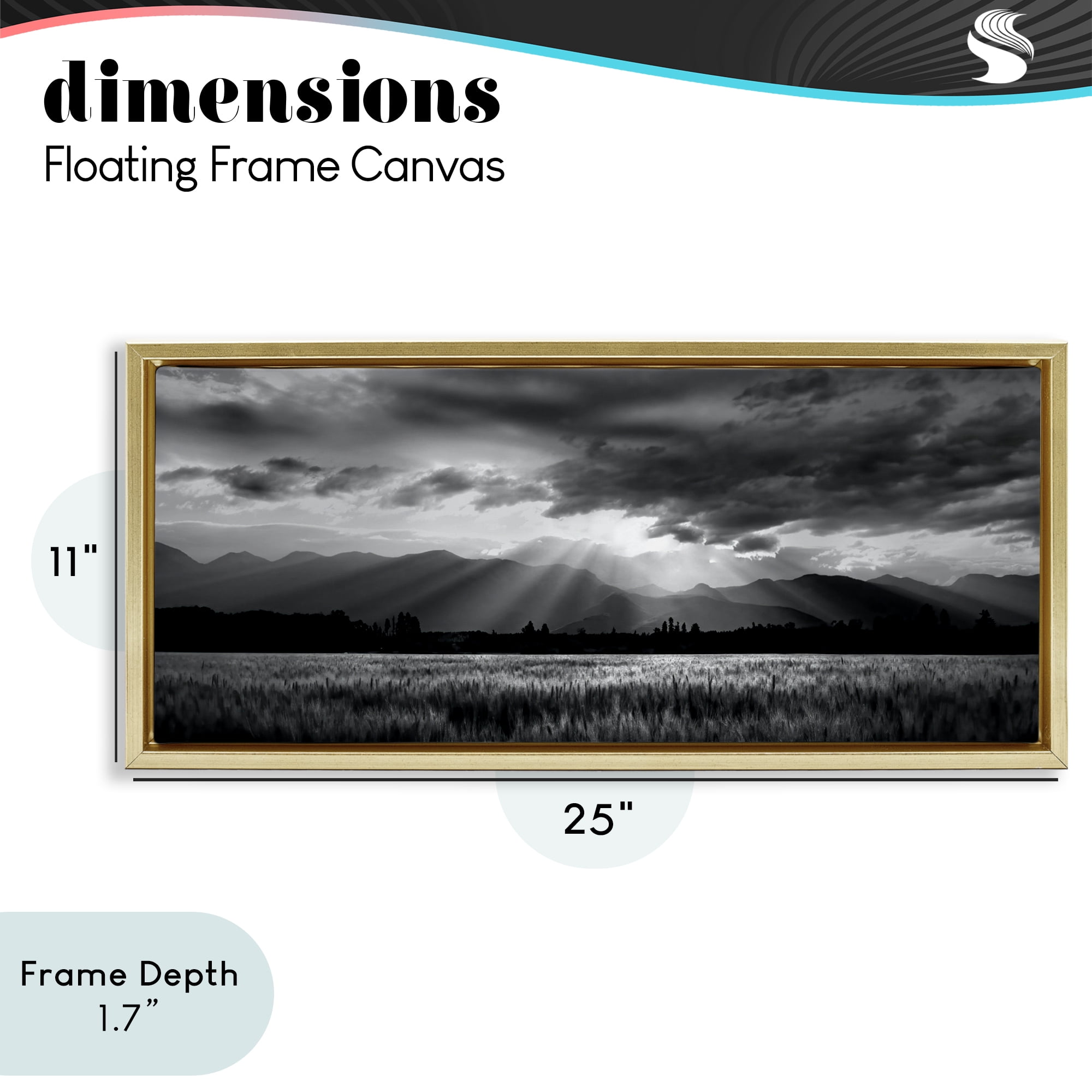 Stupell Industries Mountain Morning Sunbeams Gold Framed Floater Canvas Wall Art, design by Steve Toole