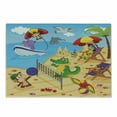thumbnail image 1 of Animal Cutting Board, Cartoon Animals Playing on Beach Monkey Hippo Dolphin Exotic Summer Illustration, Decorative Tempered Glass Cutting and Serving Board, Small Size, Multicolor, by Ambesonne, 1 of 1