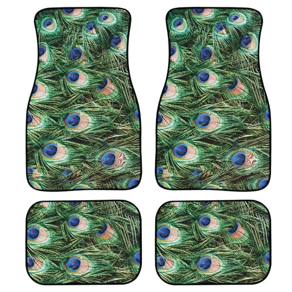 Xoenoiee 4 Pieces Car Mats Premium Floor Mat for Car SUV and Trucks, Peacock Feather Pattern, All Weather Protection, Universal Fit Auto Carpet Floor Liners