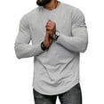thumbnail image 5 of PNTUTB Men's Crew Neck Casual Long Sleeve Pullover Solid Color Lightweight Loose Fit Sports Top, 5 of 5
