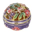 thumbnail image 1 of Enamel Jewelry Box, Carved Flowers Exquisite Workmanship Trinket Boxes   For Desktops, 1 of 8
