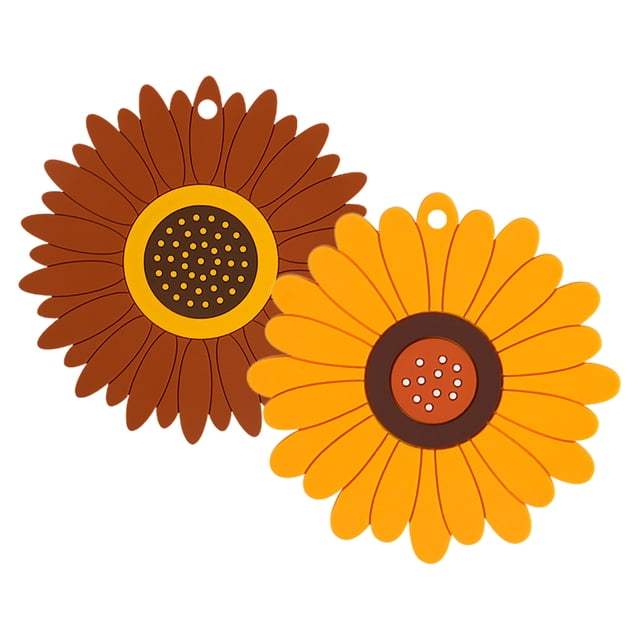 Shisuyan 2PCS Sunflower Pattern Dining Table Cushion Anti-scald Pot Mat Coaster Anti-skid Placemat