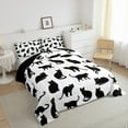 thumbnail image 3 of jejeloiu Kawaii Kitten Bedding Comforter Set,Cartoon Cute Cats Twin Comforter Sets,White Black Bedding Set For Girls Boys,Super Cozy Room Decor Reversible,2pcs, 3 of 8