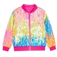 thumbnail image 2 of 2-4 Years Toddler Girls Sequin Jacket Kids Toddler Glitter Shiny Zip Up Metallic Coat Outwear Hoodie for Fall and Winter Multicolour Sweatshirt, 2 of 3