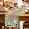 thumbnail image 5 of Happy Easter Table Runner - 60 Inch Long Gnomes Rabbit Flowers Green Check Wooden Cotton and Linen Blended Dress Scarves Farmhouse Table Runner for Kitchen Dining, Coffee Table, 13" x 60", 5 of 8