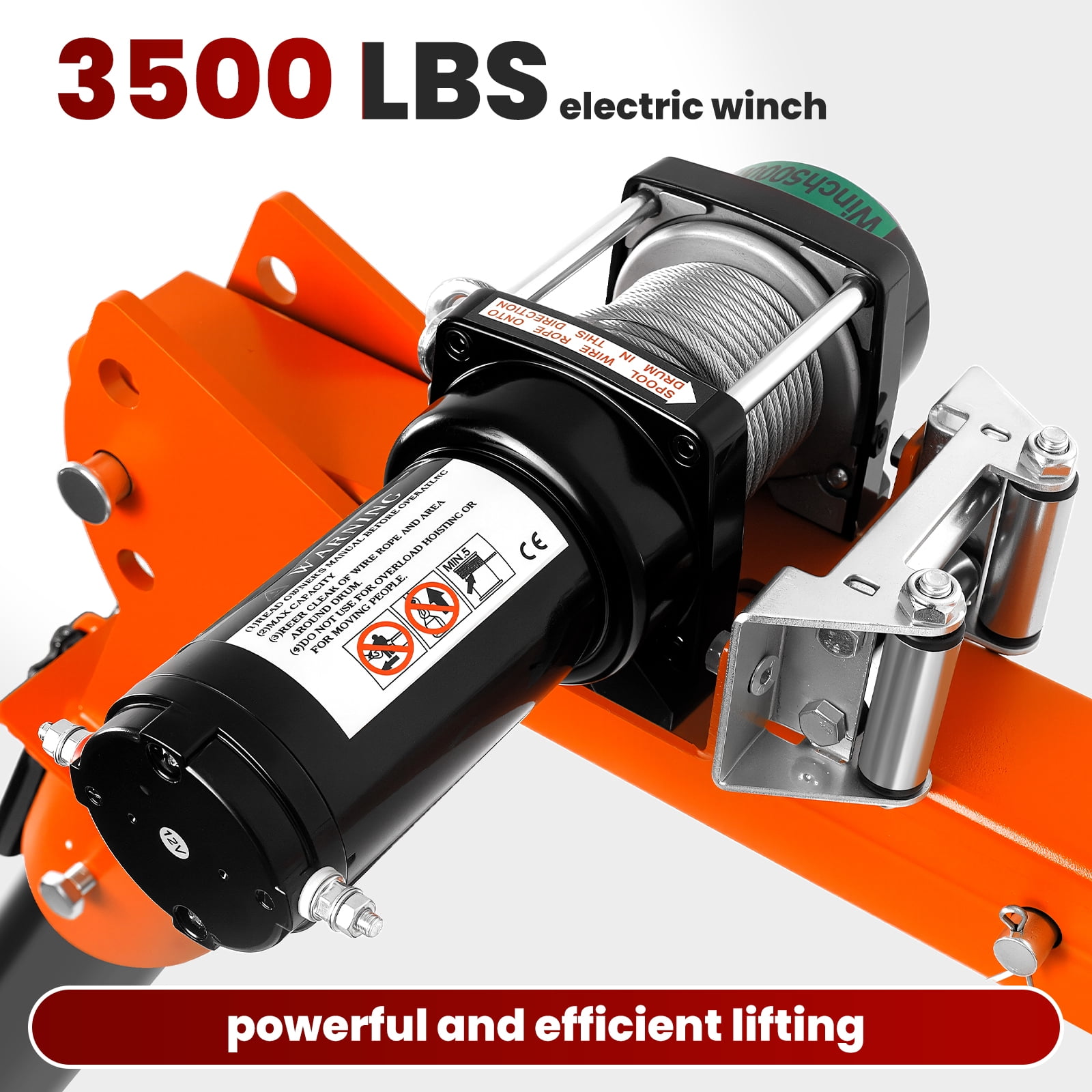 Folding Truck Crane with Electric Winch 3500 lb 12V, Rotate Davit Crane, 1100lb Capacity for Household, Site & Building Lifting
