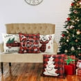 thumbnail image 2 of Christmas Pillow Covers, Happiwiz 18 x 18 Inch Set of 4 Farmhouse Black and Red Buffalo Plaid Pillow Covers Holiday Rustic Linen Pillow Case for Sofa Couch Christmas Decorations Throw Pillow Covers, 2 of 10
