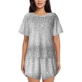 thumbnail image 1 of Fotbe Silver Mosaic Conjunto de Pijama Estampado para Mujer, 2 Piezas, Ropa de Dormir con Camiseta de Manga Corta y Shorts Suaves-Small, 1 of 6