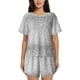 thumbnail image 1 of Fotbe Silver Mosaic Conjunto de Pijama Estampado para Mujer, 2 Piezas, Ropa de Dormir con Camiseta de Manga Corta y Shorts Suaves-XX-Large, 1 of 6
