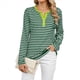 thumbnail image 3 of Camisetas de Larga A Rayas para Mujer, Informales, con Cuello en V, Bloques de Color, Corte Holgado, Básicas. Rayas L, 3 of 10