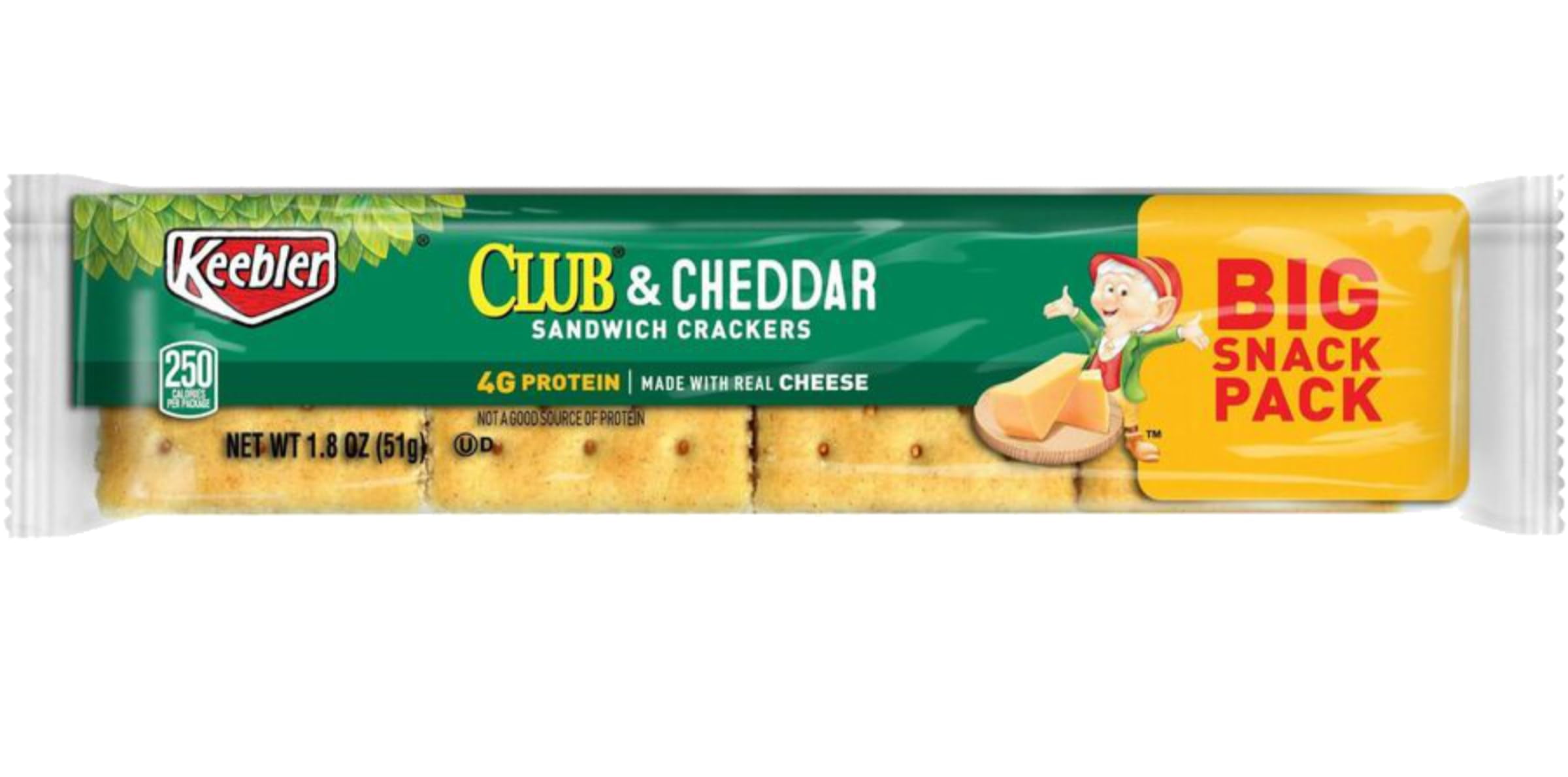 Keebler-1PK Sandwich Cracker, Club And Cheddar, 8 Cracker Snack Pack, 12-box