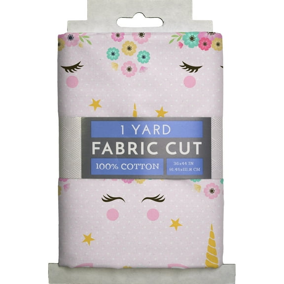 David Textiles 44" x 1 Yard Cotton Hide-and-Seek Unicorn Precut Fabric, Pink