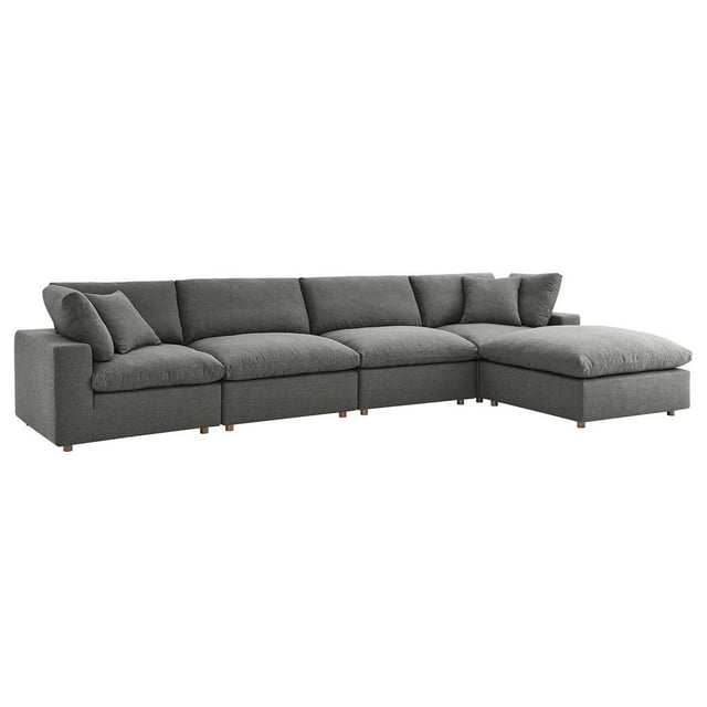 Modway Commix Ensemble de Canapé Sectionnel 5 Pcs Rembourré et Garni de Duvet, Gris