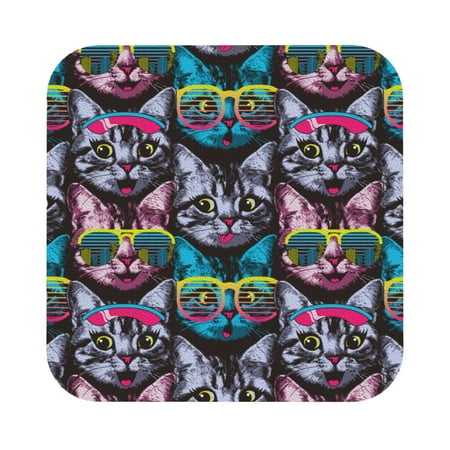 

Matuu Happy Kitten Faces for Cup Coasters Set of 6 Leather Coasters Desk Coasters for Office Measures 4” x 4” Square