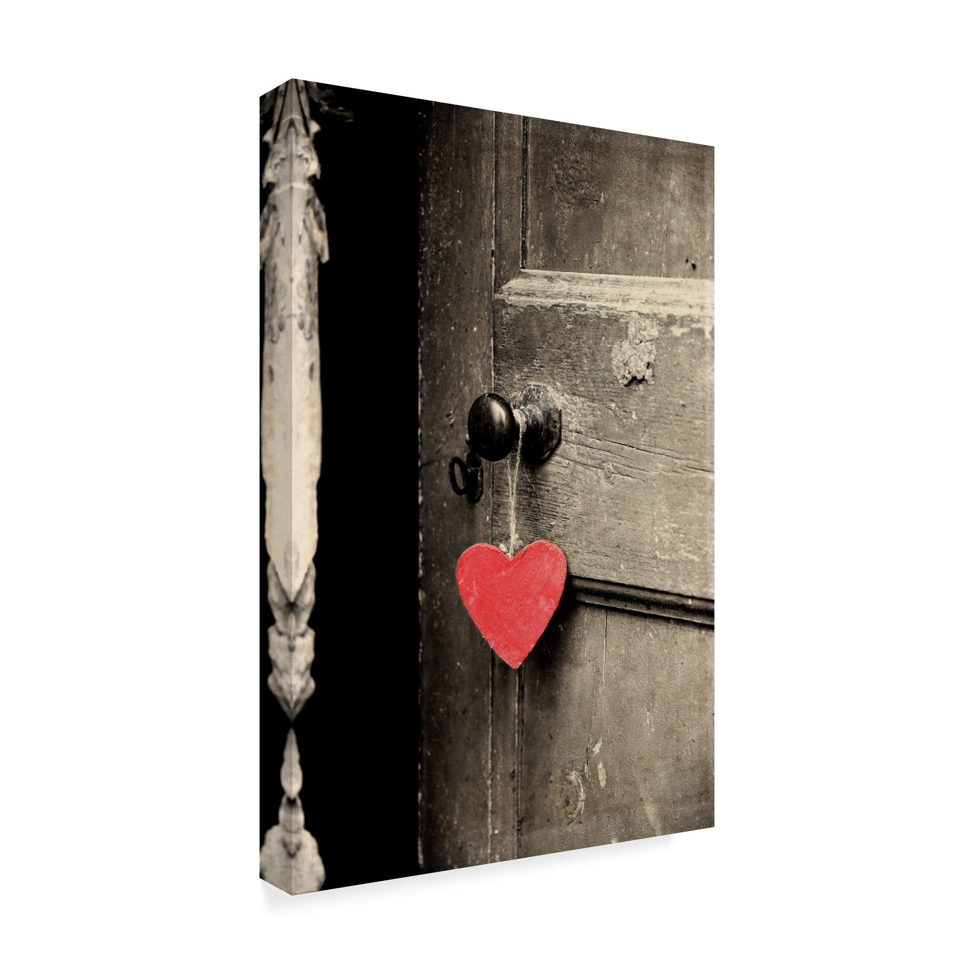Trademark Fine Art 'Antique Door With Red Heart' Canvas Art by Tom Quartermaine