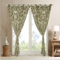 thumbnail image 3 of Damask Gothic Curtains Antique Victorian 30%-50% Blackout Curtains 2 Panels 38"Wx45"L,Green Beige Sugar Skull Curtains Drapes Vintage Floral Goth Curtains, 3 of 6