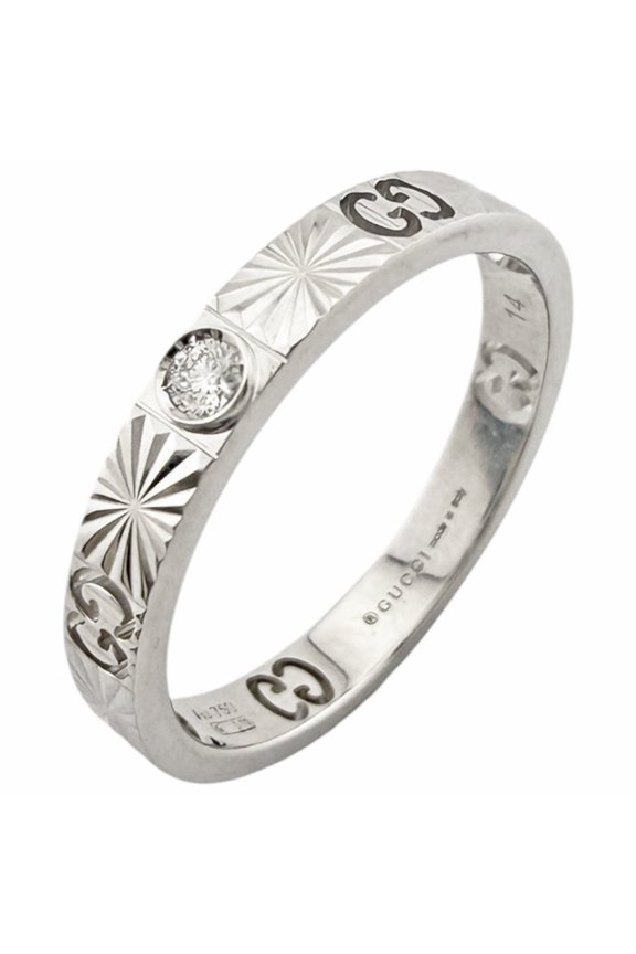 Pre-Owned Gucci Icon Heart Ring, 18K White Gold, Diamond, Women's