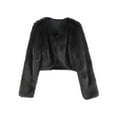 thumbnail image 5 of LiiYii Womens Cropped Faux Fur Jacket Open Front Furry Short Coat Long Sleeve Winter Cardigan Black S, 5 of 7
