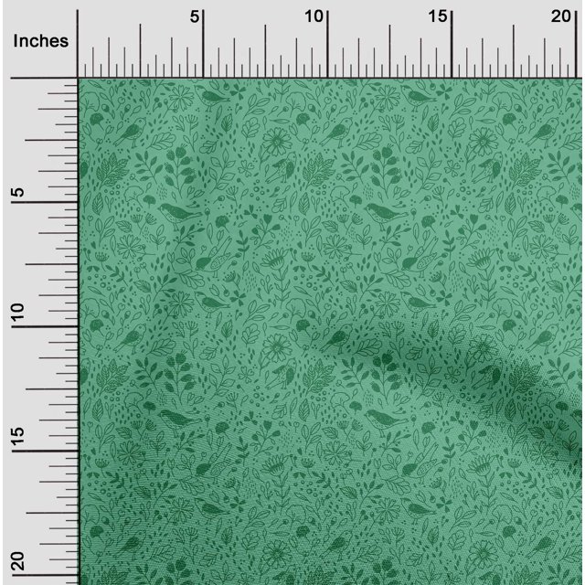 oneOone Rayon Green Fabric Florals Fabric For Sewing Printed Craft Fabric By The Yard 56 Inch Wide