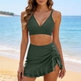 thumbnail image 5 of ClodeEU Women's Sheer Mesh Patchwork Drawstring Bikini Set,Modest Two Piece Swimsuit Army Green,Womens Plus L, 5 of 8