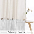 thumbnail image 6 of Linen Button Farmhouse Shower Curtain, Linen and Cotton Woven Fabric, Pleated Grey Stripe on Waterproof Polyester, Country Style for Bathroom 72x72 in, 1 Piece, Hooks Included, 6 of 6