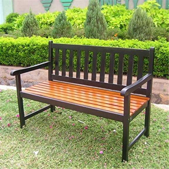 Outdoor Wood Bench - Acacia Hardwood Seating - Antique Finish - Patio Garden Furniture - 48" Long