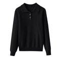 thumbnail image 5 of Women Polo V Neck Lightweight Warm Fall Sweaters Long Sleeve Collared Lapel Pullover,Basic Knit Business Casual Work Office Top,2026 Fall Trendy Cozy Fashion Outfits,Dressy Cute Clothing Black, 5 of 5