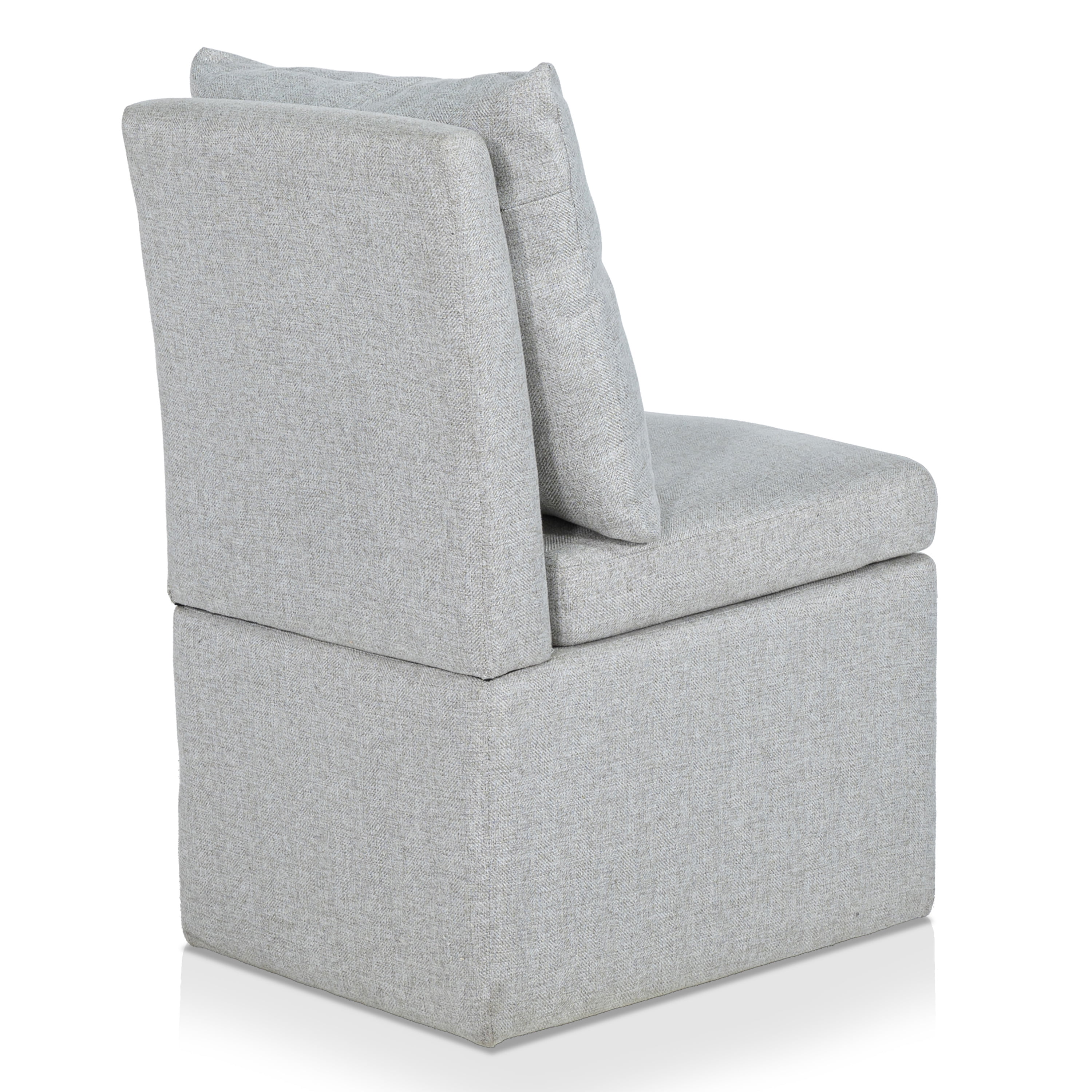 Furniture of America Jaine Modern Fabric Pillow Back Dining Side Chair with Casters, Taupe