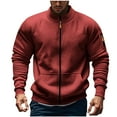 thumbnail image 2 of CQONEPT Mens Sweatshirts Full Zip Turtleneck Sweatshirts Outdoor Shackets Casual Clothes with Pockets Wine L, 2 of 6