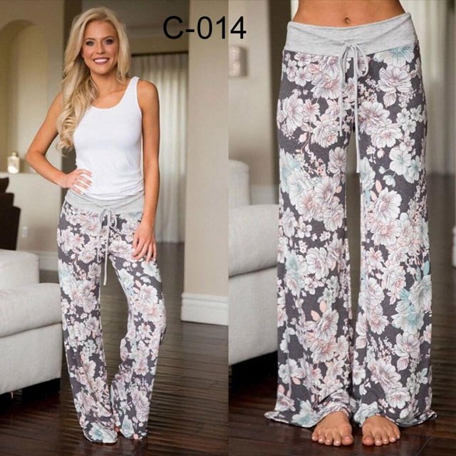 RWJDXD Pantalon de Plage Ample et Confortable pour Femmes, Imprimé Floral, Large, Mode Été