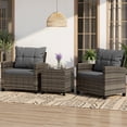 thumbnail image 2 of Walsunny 3 Pieces Patio Furniture Set Outdoor Wicker Conversation Bistro Set Outdoor Patio Chairs with Tempered Glass Table Grey, 2 of 9