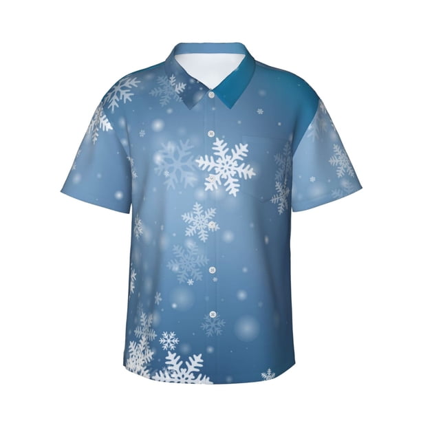 Balery Snowflakes1 Camisas hawaianas de manga corta para hombre, camisas playeras de corte holgado, camisas de vacaciones con botones,Medium