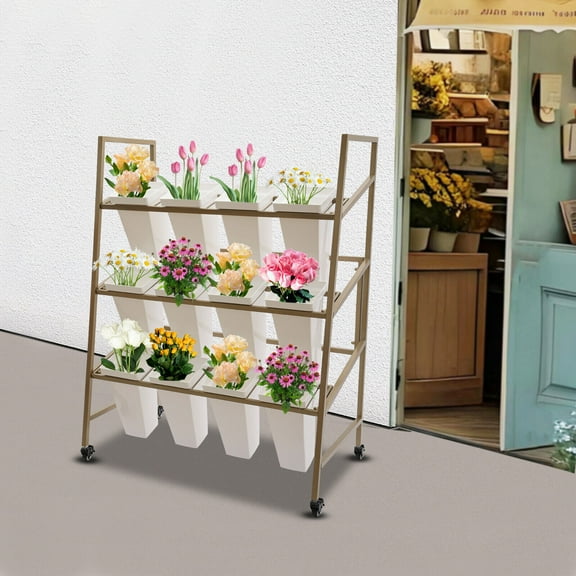 Denest Flower Display Stand 3 Tier Flower Holder Flower Display Stand & 12pc Buckets