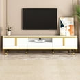 thumbnail image 2 of Tv Cabinet For 80-89" Tvs, White And Golden, Versatile Storage Compartments Stand With Golden Legs, Up To 85" Functional Cabinets, 2 of 6