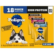 Pedigree High Protein Dog Food Wet Variety Pack Pouches, 3.5 oz. Pouches, 18 Count