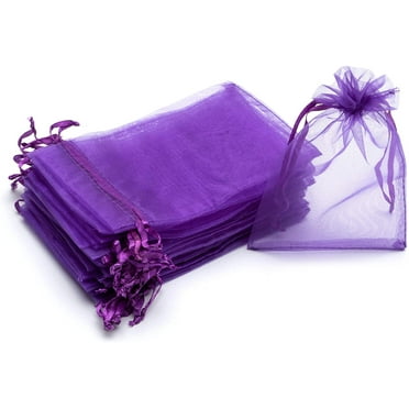 Nvzi-a 100pcs 4x6 Inches Purple Organza Gift Bags with Drawstring Candy Bags Wedding Favors Bag Jewelry Pouches for Baby Shower Wedding Birthday Party Christmas