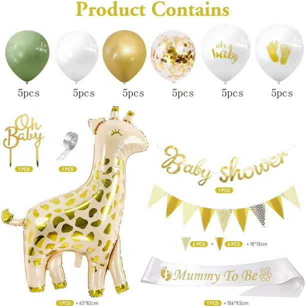 Kit de decoración de baby shower BuyWeek jirafa 30 globos de látex 1 tarjeta de pastel 1 correa para Mommy to be