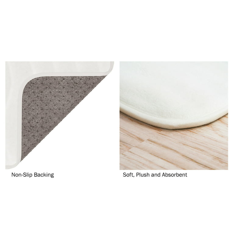 Lavish Home Set of 2 Bathroom Rugs – Non-Slip Memory Foam Bath Mats, White  