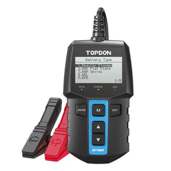TOPDON BT100 12V Battery & System Tester with Reverse Polarity Protection