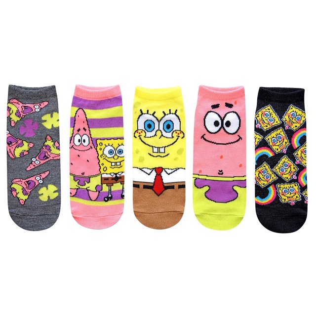 Hyp Spongebob Squarepants and Patrick Juniors/Womens 5 Pack Ankle Socks