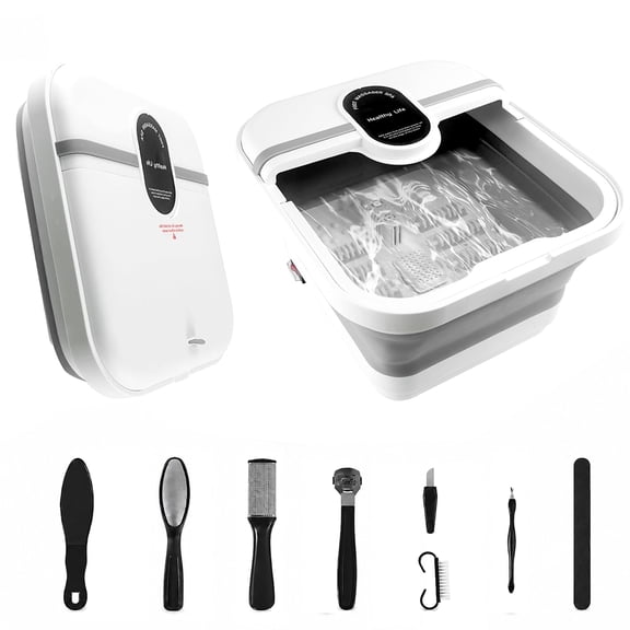 DAZO Collapsible Massager – Folding Foot Spa Soak Tub with Heat & Bubbles, Timer & Temperature Control – Portable Spa for Home, Office & Travel