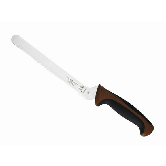 Mercer Culinary Brown Millennia Colors Handle, 8" Offset Bread Knife (Wavy Edge)