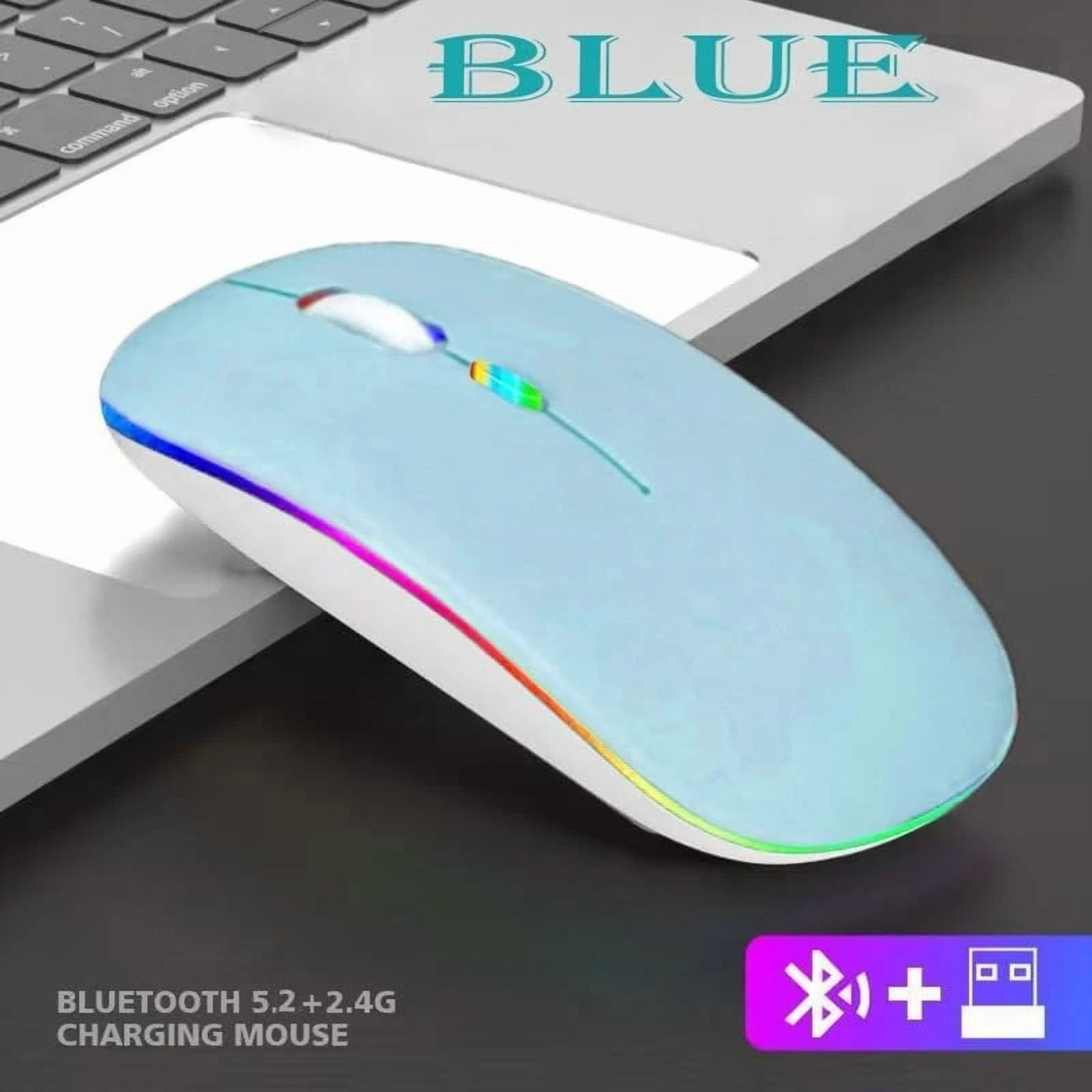 Wireless Bluetooth Mouse Dual Mode Silent Led Rechargeable Slim - Blue