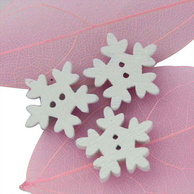 7/8 White Snowflake Shank Buttons 2pk - Buttons - Sewing Supplies