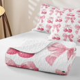 thumbnail image 4 of Manfei Pink Cherry Quilt King For Kids,Princess Bow King Coverlet Set For Girls,3 Pieces, 4 of 7