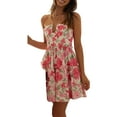 thumbnail image 3 of xiaxaixu Mini Robes pour Femmes Été Décontracté Sans Manches Col Licou Robe Fluide à Étages Mignonne Robe de Vacances, 3 of 7